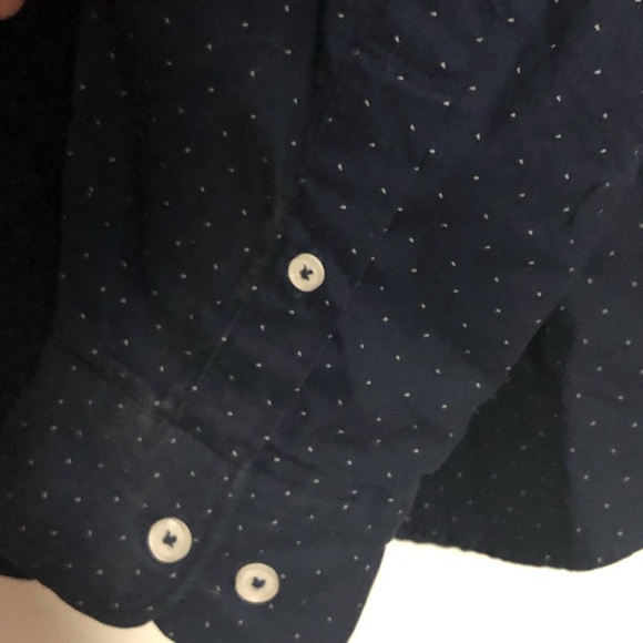 Men’s Denim and Flower Long Sleeved Shirt w tiny White Pokadot!! - Picture 5 of 7